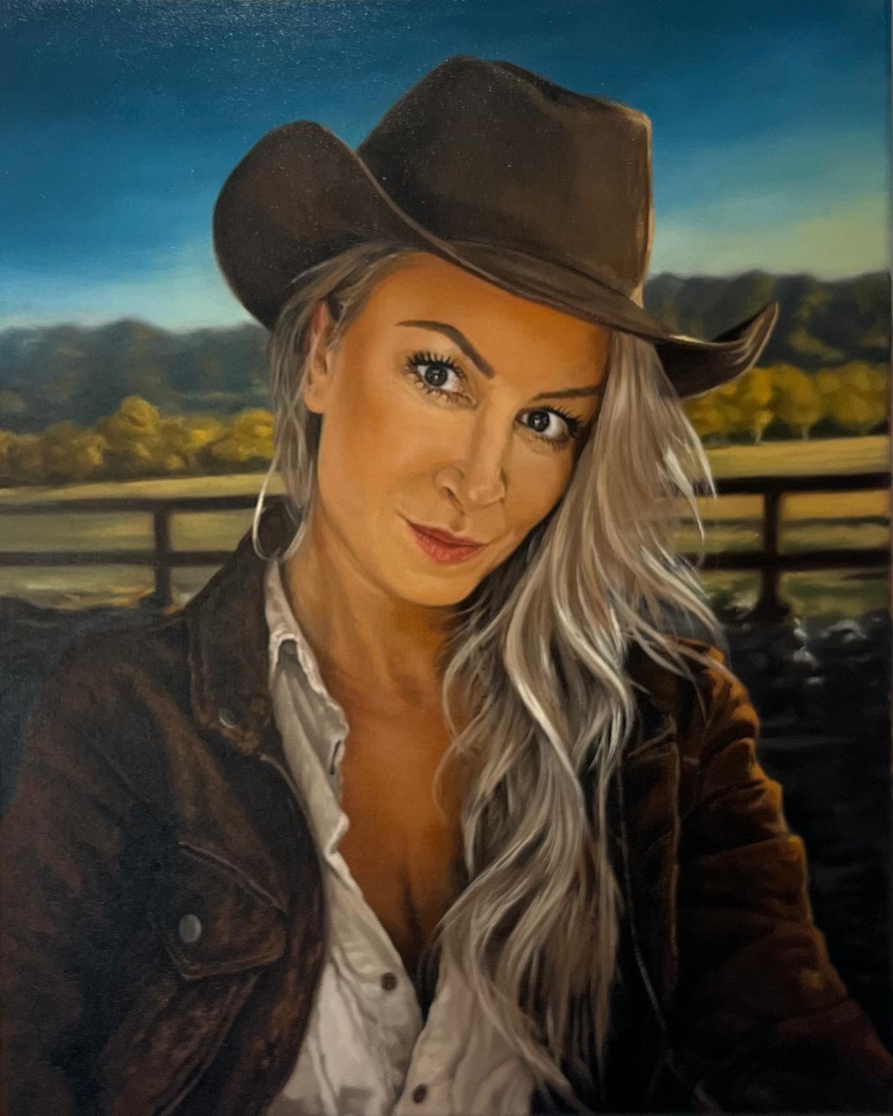 Portret kobiety w kapeluszu autorstwa Grzegorza Kozdroja